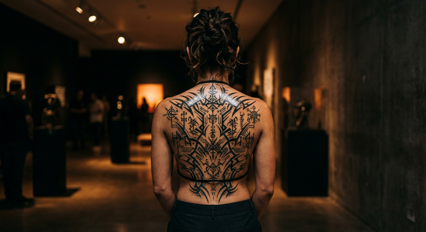 Cybersigilism tattoo artwork by Maren Voss — detailed close-up showing technique and artistry