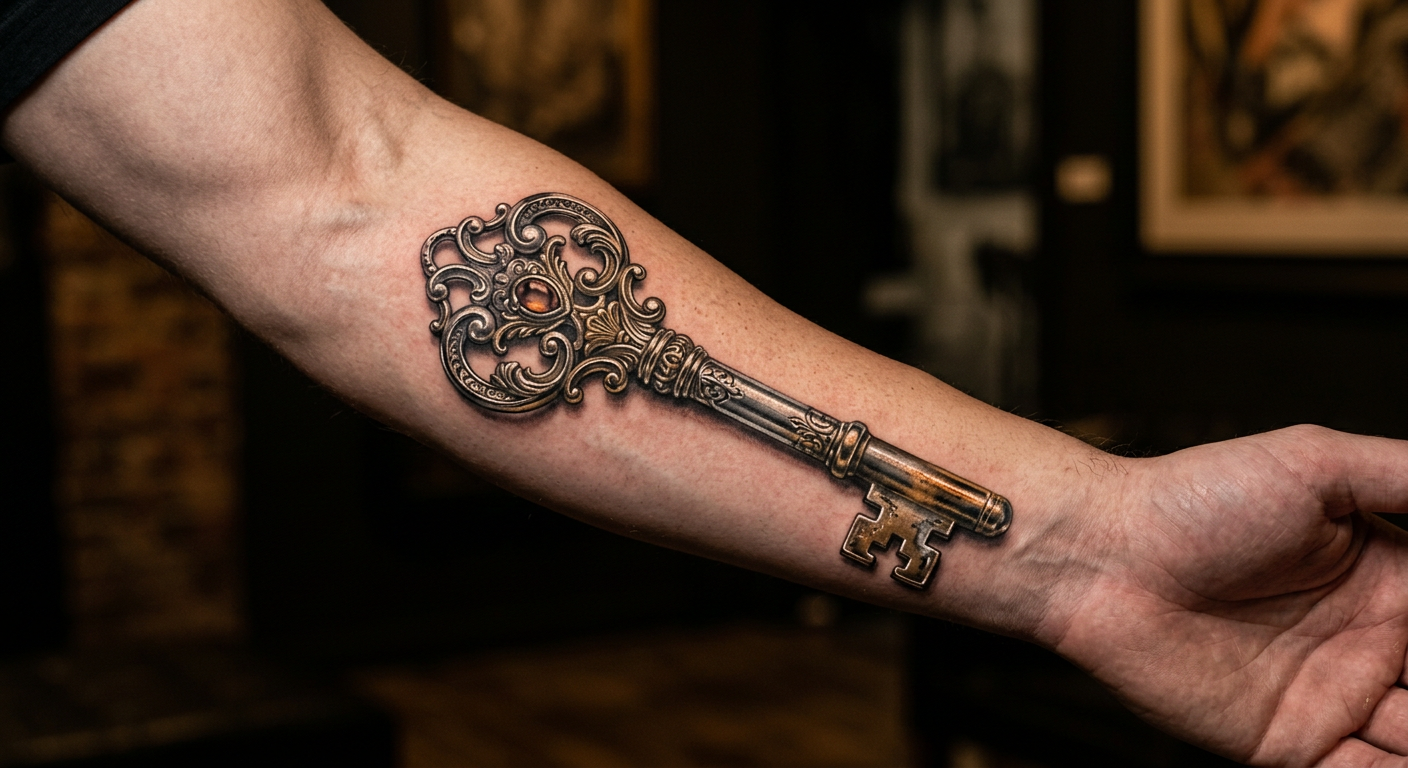 Chrome Realism tattoo artwork by Sable Okafor — detailed close-up showing technique and artistry